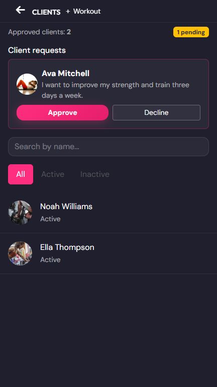 Trainer reviewing client requests
