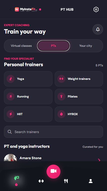 Personal trainer categories and discovery